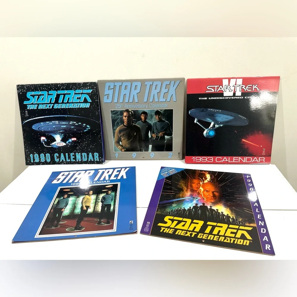 Lot of 5 Vintage Star Trek Original 90s Series Calendars- 90, 92, 93, 94, 98